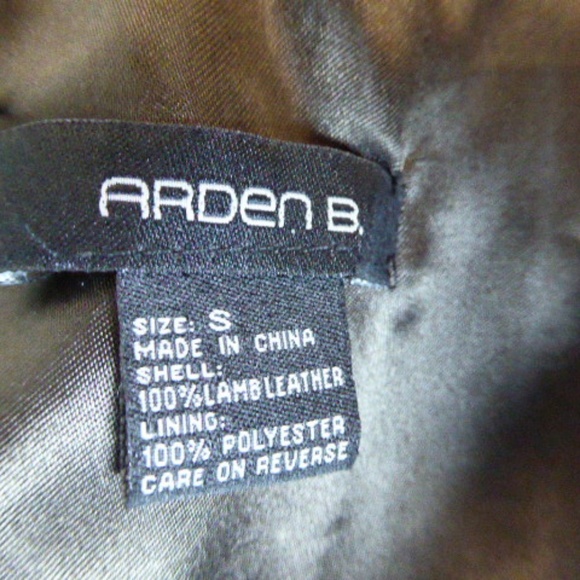 ARDEN B BROWN LEATHER ZIP MOTO lamb LEATHER JACKET S New - Picture 5 of 8